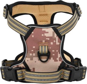 vidaXL Ham pentru câini cu plumb și guler, reglabil, camuflaj maro, XL