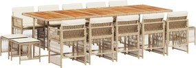 vidaXL Set mobilier de grădină cu perne, 15 piese, bej, poliratan