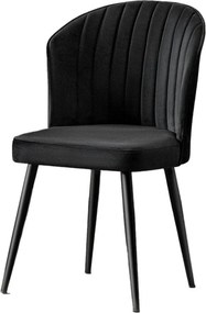 Set 2 scaune RUBI, negru, stofa catifelata/metal, 52x42x85 cm