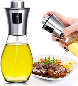 Dozator de ulei cu pulverizator 200 ml - argintiu