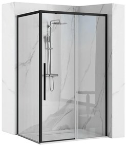 Cabina dus cu cadita de dus patrata Rea Solar cu usa glisanta 90x90 negru mat