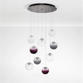 Lustra cu 9 pendule LED din sticla colorata SILENZIO