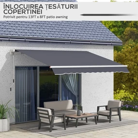 Outsunny Pânză de Schimb pentru Copertină Retractabilă Anti UV 30+, 3.47x2.4 m, Gri | Aosom Romania