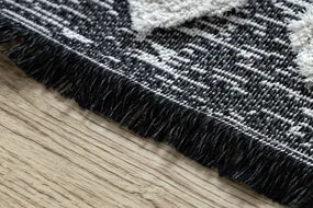 Covor ECO SISAL BOHO MOROC Etno Zig zag 22319 franjuri - două niveluri de lână gri / cremă, covor reciclat