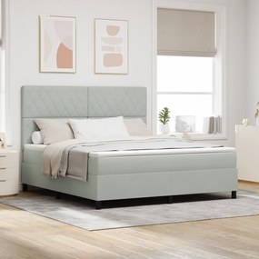 vidaXL Pat box spring cu saltea &amp; LED, gri deschis, 180x200 cm catifea