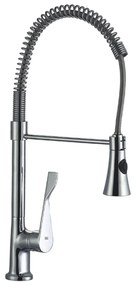 Baterie de bucatarie Z-Inox ZLN8153 cu gat flexibil de 45 cm, corp din alama, suprafata cromata, doua moduri de stropire