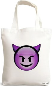 Sacosa de Panza pentru Cumparaturi, Geanta Tote, model Devil, 38x34.5 cm, Alba, BEKZ®