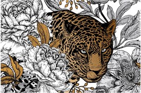 Tablou - Leopard între flori (90x60 cm)