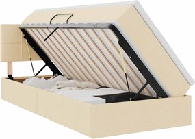 vidaXL Pat cu saltea și LED cu saltea Creme 100 x 200 cm țesătură