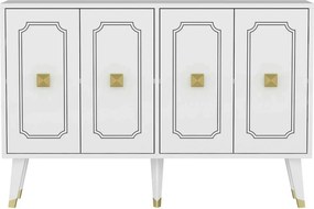 Comoda ROLAND, alb/auriu, PAL melaminat, 120x30x80 cm
