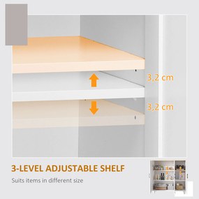 HOMCOM Bufet de Bucătărie din Lemn, Mobilier cu 3 Uși, Rafturi Reglabile, Stil Scandinav, pentru Living, Sufragerie, 90x30x90cm, Alb | Aosom Romania