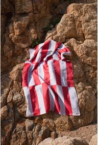 Prosop de plajă roșu/albastru deschis din bumbac 100x160 cm Su – noo.ma