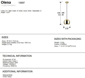 Pendul din metal Olena alama 18cm