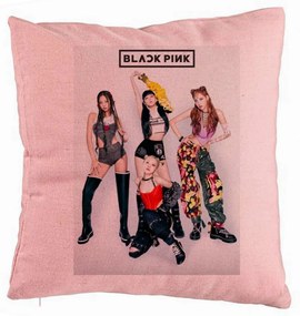 Perna Decorativa BlackPink, Model 2, 40x40 cm, Roz, Husa Detasabila, Burduf