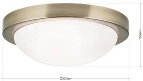 Plafoniera iluminat baie, protectie IP44, diametru 32cm, Fato antique brass