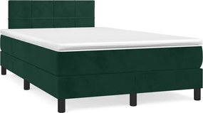 vidaXL Pat box spring cu saltea, verde închis, 120x200 cm, catifea