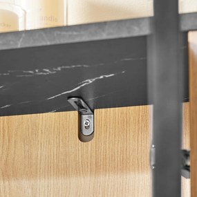 PANM7 - Pantofar 90 cm cu 2 compartimente si rafturi, pantofare, depozitare pantofi, mobilier hol riflaje - Maro - Negru imitatie de marmura