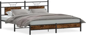 vidaXL Cadru de pat fără saltea Stejar afumat 183x203cm Lemn prelucrat