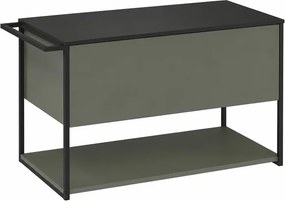 Set dulap baza suspendat Krofam Lov verde-negru 80 cm blat negru finisaj piatra