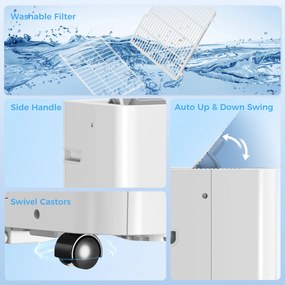 HOMCOM Aparat de aer condiționat portabil de 12.000 BTU, climatizator 4-în-1 cu control WiFi și vocal, răcire, dezumidificator, ventilator, mod somn | Aosom Romania