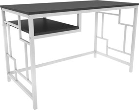 Birou KENNESAW, gri antracit/alb, PAL melaminat/metal, 120x60x75 cm