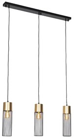 Lampă suspendată de design neagră cu auriu cu 3 lumini - Maura