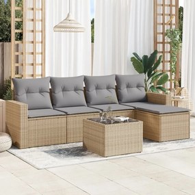 vidaXL Set canapele de grădină cu perne, 6 piese, bej, poliratan
