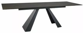 Masa Bucatarie Si Dining SALVADORE Extensibila Sticla Securizata+Ceramica Maro/Negru 160(240)x90 cm