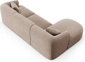 Colțar maro deschis cu tapițerie din catifea (cu colț pe partea stângă/cu șezlong) Campi – Cosmopolitan Design