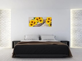Tablou - Flori strălucitoare de floare soarelui (120x50 cm)