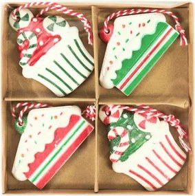 Set 4 piese ornamente de Craciun CHRISTMAS PATISSERIE 6 cm