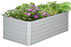 Outsunny Ghiveci de plante, Pat de flori portabil pentru plantare, îngrijire și crescere, Pat înalt, Oțel, Gri deschis | Aosom Romania