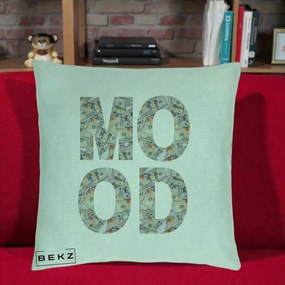 Perna Decorativa MOOD Money Grafic Urban, 40x40 cm, Verde Menta, Husa Detasabila, Perna Inclusa, BEKZ®