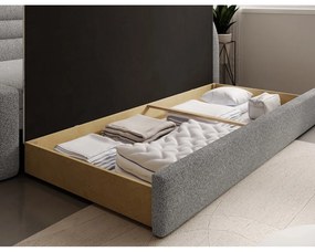 Canapea gri extensibilă/cu spațiu de depozitare cu tapițerie din țesătură bouclé cu colț pe partea dreaptă 223 cm Fabillo – ELTAP