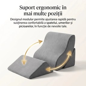 RESIGILAT- Perna ortopedica set 3 piese memory foam recuperare gravitate zero, Gri