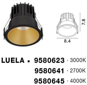 Spot LED incastrabil tavan fals / plafon LUELA 2700K negru/auriu