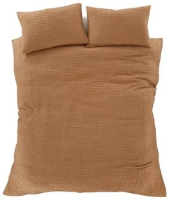 Lenjerie de pat maro pentru pat de o persoană 135x200 cm Muscat Waffle – Pineapple Elephant
