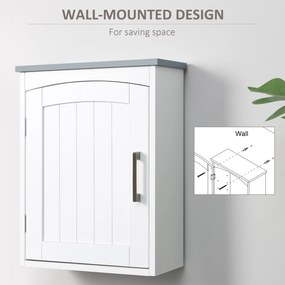 Kleankin Mobilier de Baie Suspendat, Raft Reglabil, 3 Nivele, MDF, Design Modern, 41x18.5x52cm, Alb și Gri | Aosom Romania