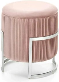 Taburet CRICKET, stofa catifelata roz deschis, cu spatiu depozitare, 4