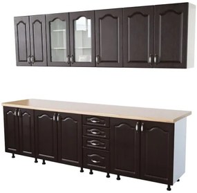 Bucatarie Zebra 260 cm din MDF Wenge cu blat termoizolant crem