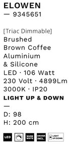 Lustra LED circulara ELOWEN 98cm, maro