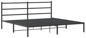 355369 vidaXL Cadru de pat metalic cu tăblie, negru, 180x200 cm