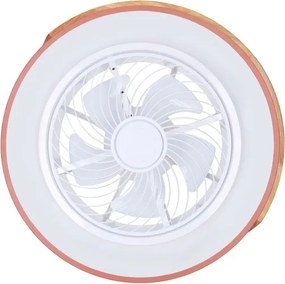 Brilagi - Corp de iluminat LED dimabil cu ventilator LED/38W/230V 50 cm roz/stejar + telecomandă