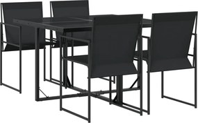vidaXL Set mobilier de grădină, 5 piese, negru, textilenă