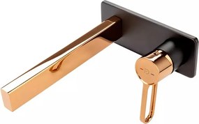 Baterie lavoar incastrata FDesign Zaffiro negru - rose gold cu corp ingropat