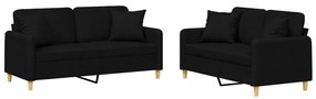 3202106 vidaXL Set de canapele cu perne, 2 piese, negru, material textil