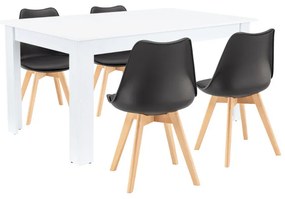 Set de masă Lola 4+1 alb-negru