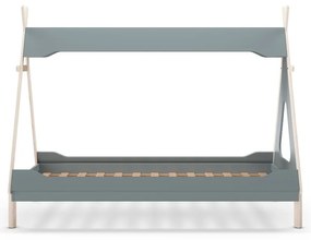 Pat pentru copii albastru petrol de tip casă din lemn de pin 90x190 cm Nora – Marckeric