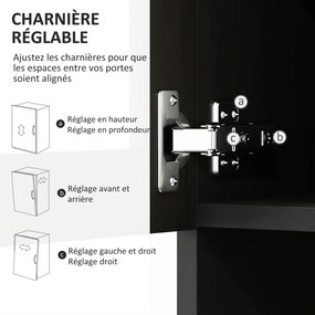 HOMCOM Bufet înalt bucătărie, dulap de bucătărie cu 4 uși, sertar, blat, rafturi reglabile, 80x48x170cm, negru | Aosom Romania