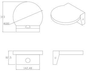Aplică LED de exterior cu senzor TESA LED/10W/230V IP54 negru